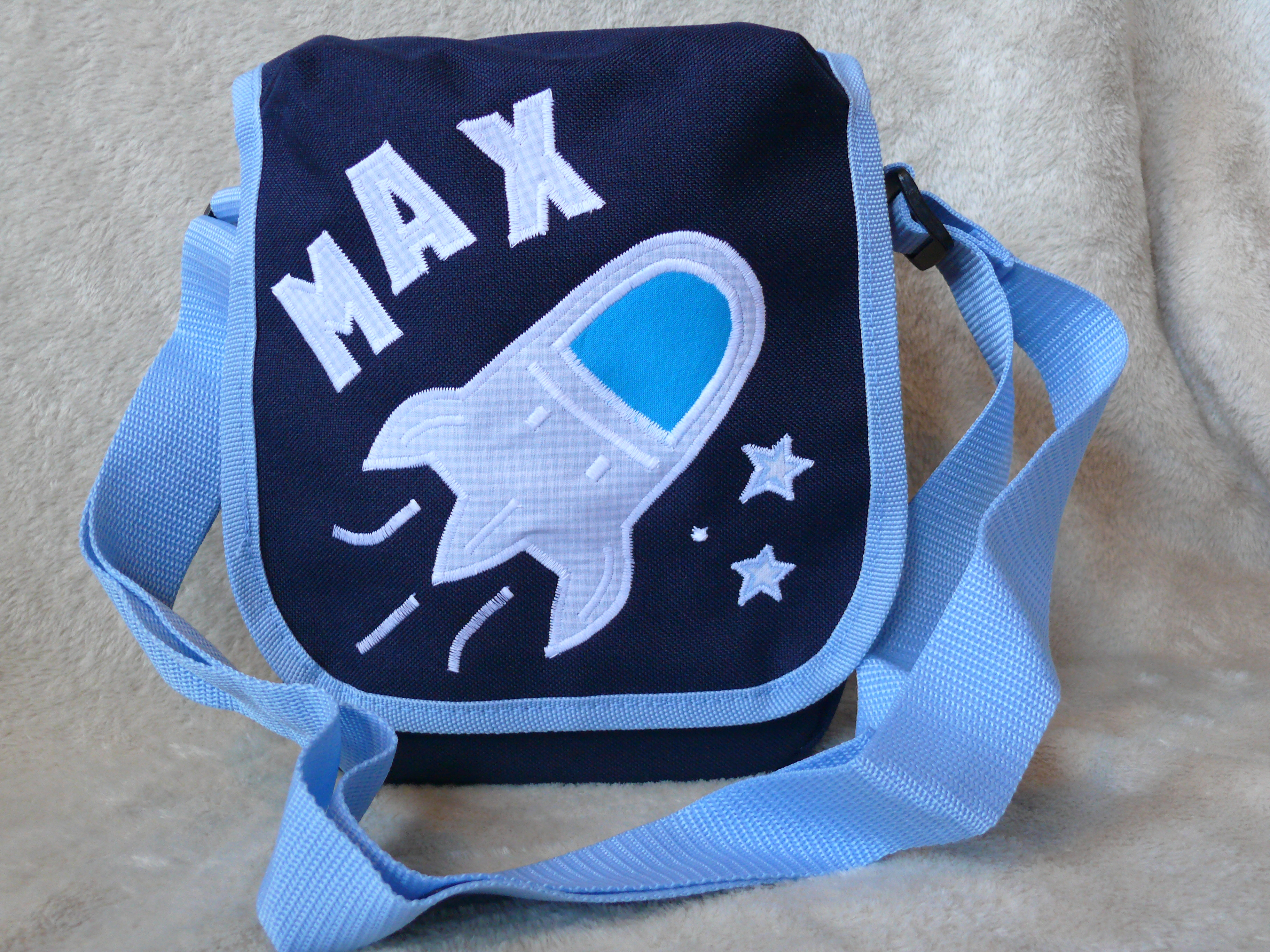 Kindergartentasche "Rakete" , dunkelblau, mit Namen ...